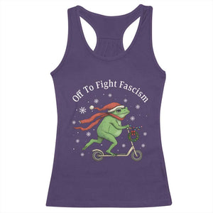 Portland Frog Protest Off To Fight Fascism Racerback Tank Top Funny Christmas Gift TS12 Purple Print Your Wear