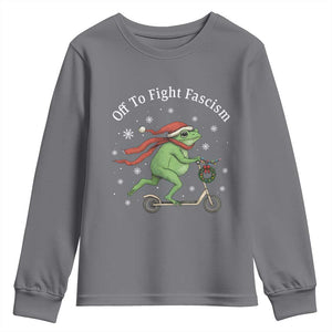 Portland Frog Protest Off To Fight Fascism Youth Sweatshirt Funny Christmas Gift TS12 Charcoal Print Your Wear