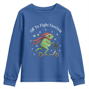 Portland Frog Protest Off To Fight Fascism Youth Sweatshirt Funny Christmas Gift TS12 Royal Blue Print Your Wear