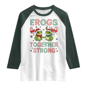 Frogs Together Strong Raglan Shirt Funny Portland Christmas Resist Gift TS12 White Dark Forest Green Print Your Wear