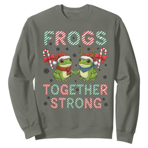 Frogs Together Strong Sweatshirt Funny Portland Christmas Resist Gift TS12 Military Green Print Your Wear