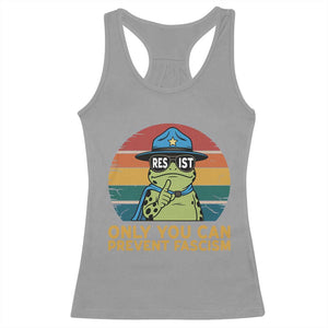 Only You Can Prevent Fascism Racerback Tank Top Funny Portland Frog Protest Gift TS12 Sport Gray Print Your Wear