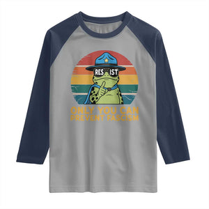 Only You Can Prevent Fascism Raglan Shirt Funny Portland Frog Protest Gift TS12 Sport Gray Navy Print Your Wear
