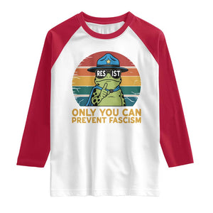 Only You Can Prevent Fascism Raglan Shirt Funny Portland Frog Protest Gift TS12 White Red Print Your Wear