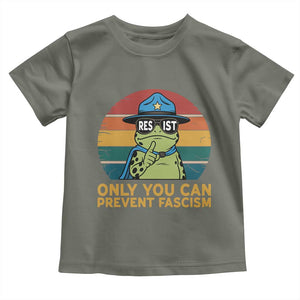 Only You Can Prevent Fascism Toddler T Shirt Funny Portland Frog Protest Gift TS12 Military Green Print Your Wear