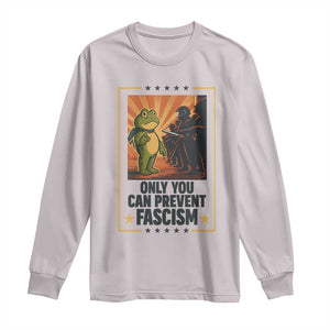 Funny Portland Frog Protest Long Sleeve Shirt Only You Can Prevent Fascism Gift TS12 Ice Gray Print Your Wear