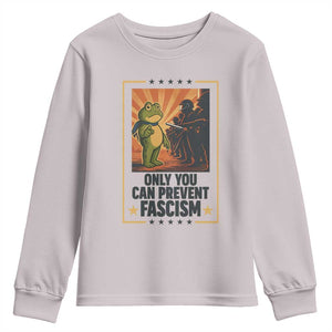 Funny Portland Frog Protest Youth Sweatshirt Only You Can Prevent Fascism Gift TS12 Ice Gray Print Your Wear
