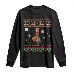 Funny Marcus The Worm You Are Ruining The Vibe Long Sleeve Shirt Ugly Christmas Gift TS12 Black Print Your Wear