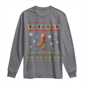 Funny Marcus The Worm You Are Ruining The Vibe Long Sleeve Shirt Ugly Christmas Gift TS12 Charcoal Print Your Wear