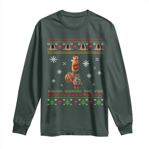 Funny Marcus The Worm You Are Ruining The Vibe Long Sleeve Shirt Ugly Christmas Gift TS12 Dark Forest Green Print Your Wear