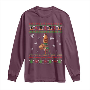 Funny Marcus The Worm You Are Ruining The Vibe Long Sleeve Shirt Ugly Christmas Gift TS12 Maroon Print Your Wear