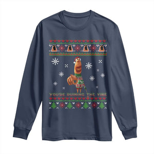Funny Marcus The Worm You Are Ruining The Vibe Long Sleeve Shirt Ugly Christmas Gift TS12 Navy Print Your Wear