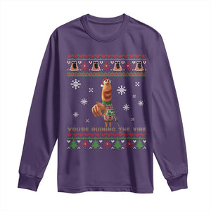 Funny Marcus The Worm You Are Ruining The Vibe Long Sleeve Shirt Ugly Christmas Gift TS12 Purple Print Your Wear
