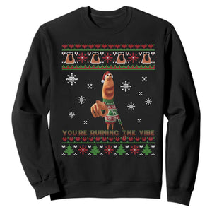 Funny Marcus The Worm You Are Ruining The Vibe Sweatshirt Ugly Christmas Gift TS12 Black Print Your Wear