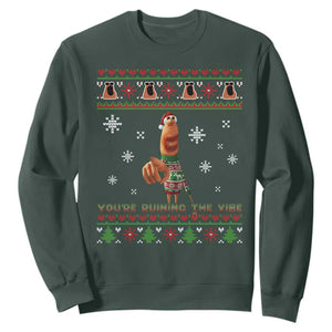 Funny Marcus The Worm You Are Ruining The Vibe Sweatshirt Ugly Christmas Gift TS12 Dark Forest Green Print Your Wear