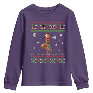 Funny Marcus The Worm You Are Ruining The Vibe Youth Sweatshirt Ugly Christmas Gift TS12 Purple Print Your Wear