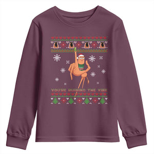 You Are Ruining The Vibe Youth Sweatshirt Ugly Christmas Marcus The Worm Meme Gift TS12 Maroon Print Your Wear