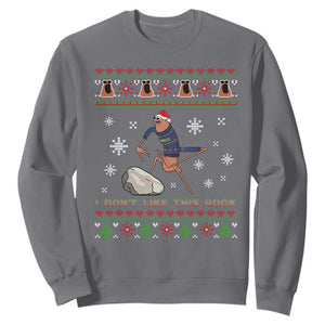 Funny Marcus The Worm Meme Sweatshirt I Do Not Like This Rock Ugly Christmas Gift TS12 Charcoal Print Your Wear