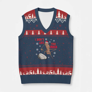 I Do Not Like This Rock V-Neck Knit Sweater Vest Xmas Marcus The Worm Meme Gift TS12 Navy Red Print Your Wear