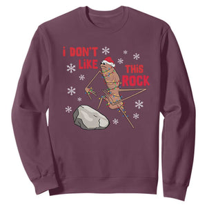 I Do Not Like This Rock Sweatshirt Christmas Marcus The Worm Meme Gift TS12 Maroon Print Your Wear