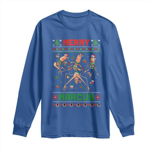 Funny Merry Marcus Long Sleeve Shirt Ugly Christmas Marcus The Worm Meme Gift TS12 Royal Blue Print Your Wear