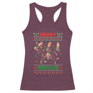Funny Merry Marcus Racerback Tank Top Ugly Christmas Marcus The Worm Meme Gift TS12 Maroon Print Your Wear