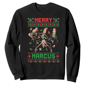 Funny Merry Marcus Sweatshirt Ugly Christmas Marcus The Worm Meme Gift TS12 Black Print Your Wear