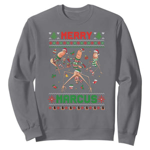 Funny Merry Marcus Sweatshirt Ugly Christmas Marcus The Worm Meme Gift TS12 Charcoal Print Your Wear