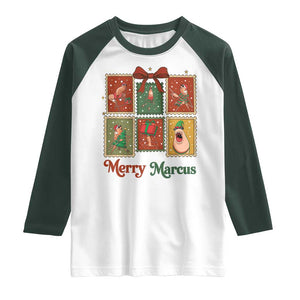 Christmas Marcus The Worm Meme Raglan Shirt Funny Merry Marcus Gift TS12 White Dark Forest Green Print Your Wear