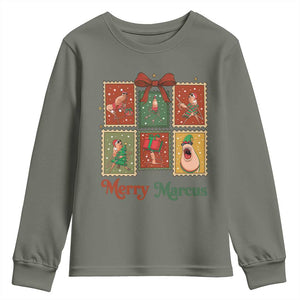 Christmas Marcus The Worm Meme Youth Sweatshirt Funny Merry Marcus Gift TS12 Military Green Print Your Wear