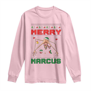 Marcus The Worm Meme Merry Marcus Long Sleeve Shirt Funny Ugly Christmas Gift TS12 Light Pink Print Your Wear