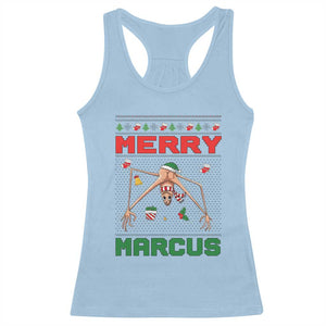 Marcus The Worm Meme Merry Marcus Racerback Tank Top Funny Ugly Christmas Gift TS12 Light Blue Print Your Wear
