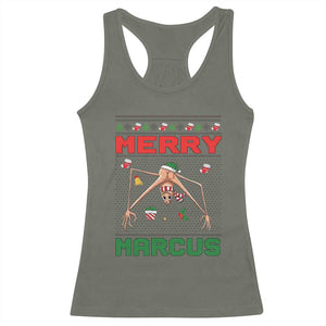 Marcus The Worm Meme Merry Marcus Racerback Tank Top Funny Ugly Christmas Gift TS12 Military Green Print Your Wear