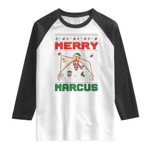 Marcus The Worm Meme Merry Marcus Raglan Shirt Funny Ugly Christmas Gift TS12 White Black Print Your Wear