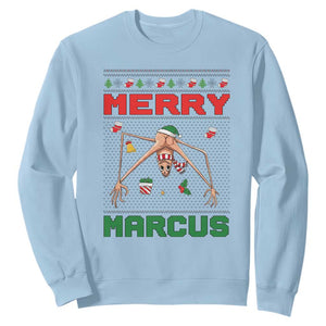 Marcus The Worm Meme Merry Marcus Sweatshirt Funny Ugly Christmas Gift TS12 Light Blue Print Your Wear