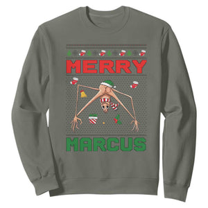 Marcus The Worm Meme Merry Marcus Sweatshirt Funny Ugly Christmas Gift TS12 Military Green Print Your Wear