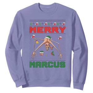 Marcus The Worm Meme Merry Marcus Sweatshirt Funny Ugly Christmas Gift TS12 Violet Print Your Wear