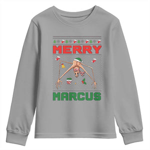 Marcus The Worm Meme Merry Marcus Youth Sweatshirt Funny Ugly Christmas Gift TS12 Sport Gray Print Your Wear
