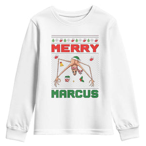 Marcus The Worm Meme Merry Marcus Youth Sweatshirt Funny Ugly Christmas Gift TS12 White Print Your Wear
