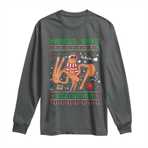 Marcus Says Six Seven Long Sleeve Shirt Funny Ugly Christmas Meme Gift TS12 Dark Heather Print Your Wear