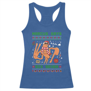 Marcus Says Six Seven Racerback Tank Top Funny Ugly Christmas Meme Gift TS12 Royal Blue Print Your Wear