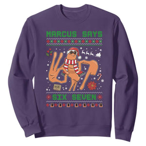 Marcus Says Six Seven Sweatshirt Funny Ugly Christmas Meme Gift TS12 Purple Print Your Wear