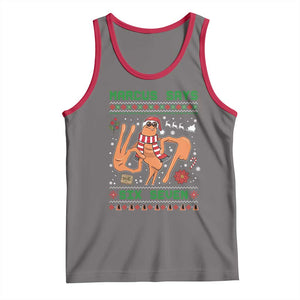 Marcus Says Six Seven Tank Top Funny Ugly Christmas Meme Gift TS12 Deep Heather Red Print Your Wear