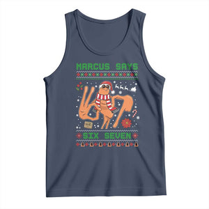 Marcus Says Six Seven Tank Top Funny Ugly Christmas Meme Gift TS12 Navy Print Your Wear