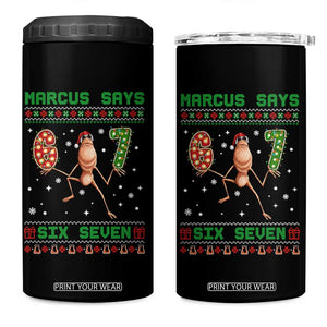 Marcus Says Six Seven Meme Christmas Ugly Sweater 4 in 1 Can Cooler Tumbler Trendy Tiktok Gift TS12 One Size: 16 oz Black Print Your Wear