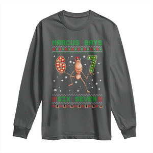 Marcus Says Six Seven Meme Christmas Ugly Sweater Long Sleeve Shirt Trendy Tiktok Gift TS12 Dark Heather Print Your Wear