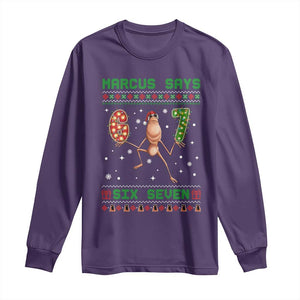 Marcus Says Six Seven Meme Christmas Ugly Sweater Long Sleeve Shirt Trendy Tiktok Gift TS12 Purple Print Your Wear