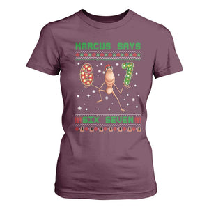 Marcus Says Six Seven Meme Christmas Ugly Sweater T Shirt For Women Trendy Tiktok Gift TS12 Maroon Print Your Wear