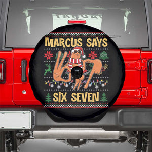 Funny Gen Z Alpha Ugly Christmas Gift Spare Tire Cover Marcus Says Six Seven TS12 Black Print Your Wear