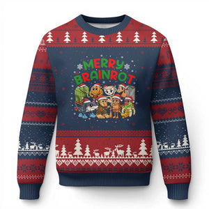 Gen Z Italian Merry Brainrot Xmas Ugly Christmas Sweater Meme Holiday Gift TS12 Navy Red Print Your Wear